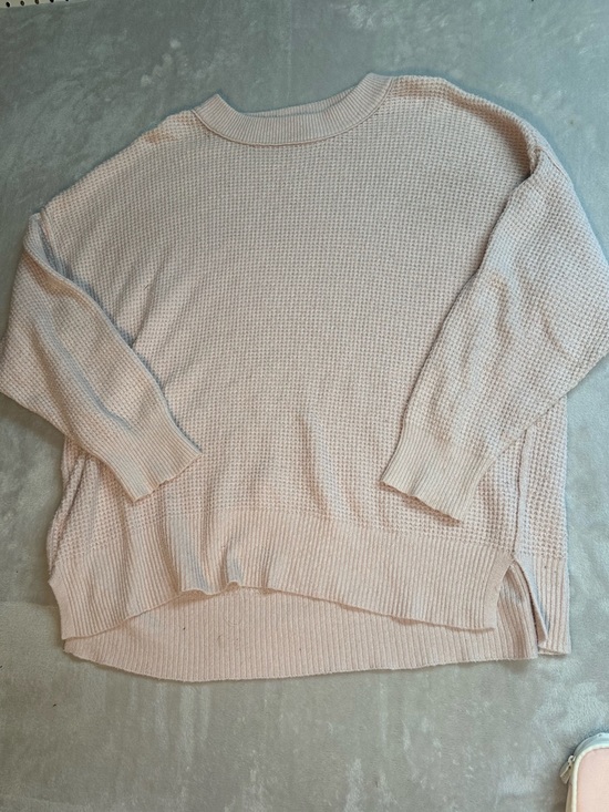 aerie Sweaters - aerie Light Pink Waffle Knit Crewneck Sweater
